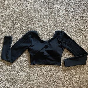 SOUL FIRE CROP LONG SLEEVE SEXY BACK BLACK WORKOUT TOP